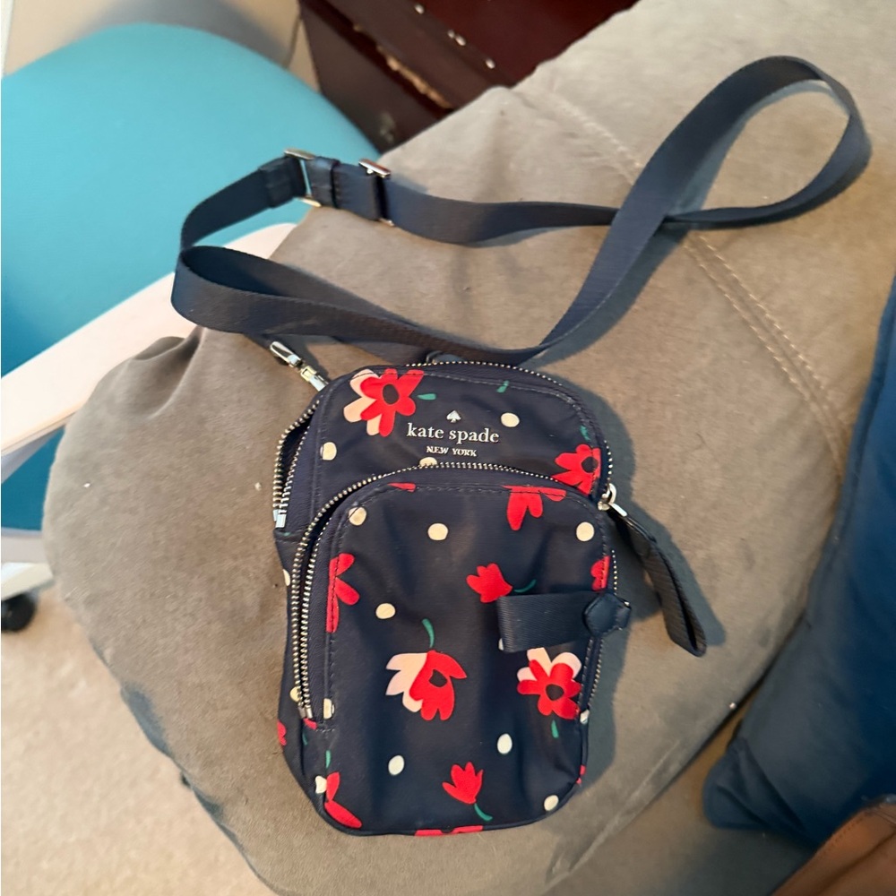 Kate Spade Dark Blue and Red Floral Crossbody Bag